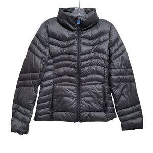 Gray Down Puffer Jacket Medium Lightweight Warm Winter Spring Fall